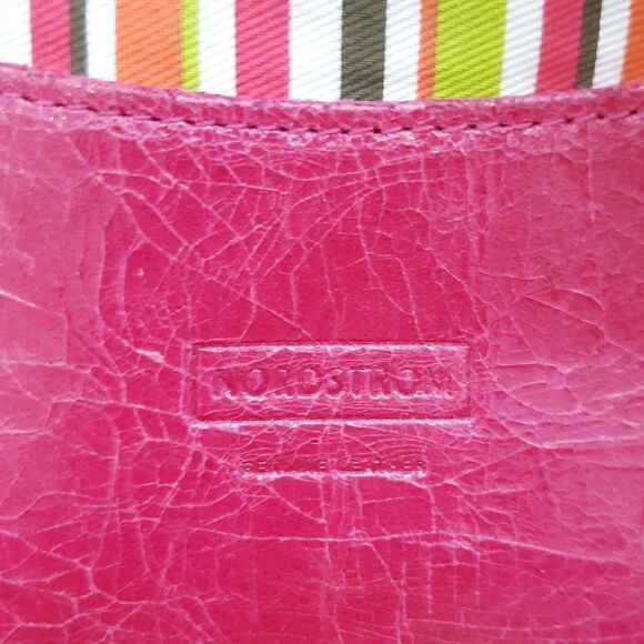 Nordstrom Pink Leather Candystripe Wristlet/Clutch - Picture 7 of 11
